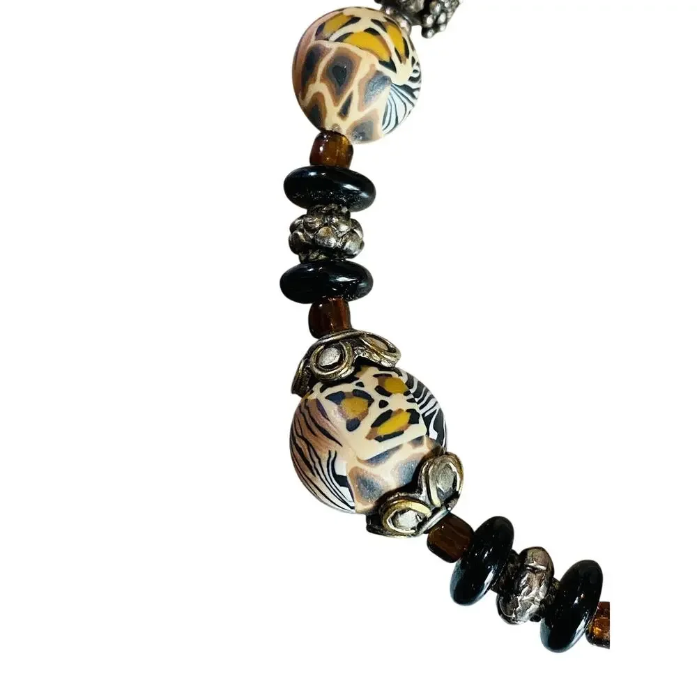Vintage 1987 Maiden Vermont DP Ltd Lion Beaded Bracelet Signed 8.5